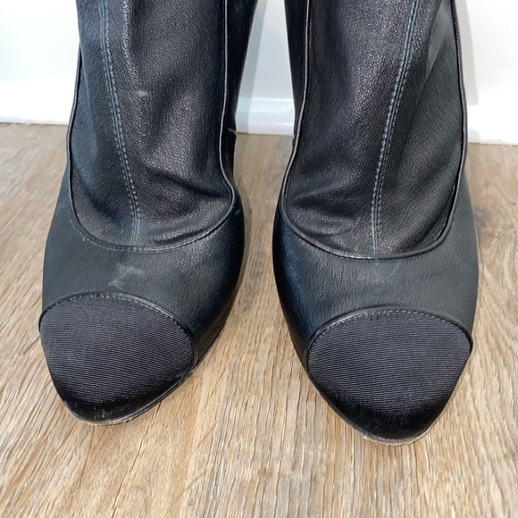 Chanel Black Lambskin Leather Boots with Gold Tip Heels - Picture 3 of 13